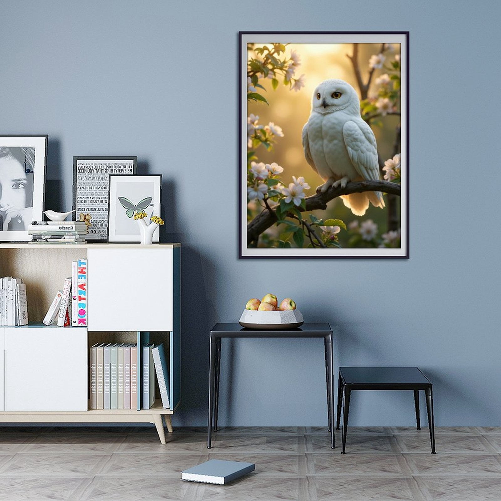 Diamond Art Kits for Adults - 5d White Owl In Blossom Tree Diamond Painting for Adults, Diamond Art for Adults Beginners, Diamond Painting Kits for Adults for Home Wall Decor