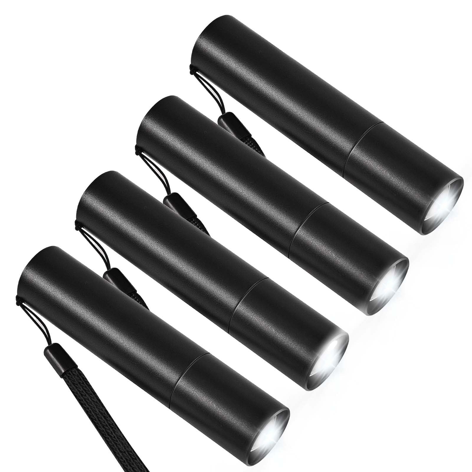 GIVERARE 4 Pack Tactical LED Flashlight, 3 Modes Zoomable Rechargeable