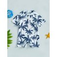 thumbnail image 2 of aturustex Little Boys Rash Guard Swimsuit Set 0-3T Toddler Coconut Tree Print Bathing Suits Infant Baby Short Sleeve Jumpsuits Crew Mock Neck Zipper Rily Summer Outfits for Holiday Swim Pool, 2 of 7