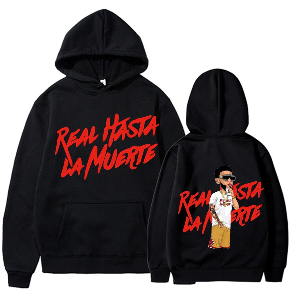 Sudadera con capucha y2k para hombre y mujer jersey con estampado de patron Real Hasta La Muerte Anuel AA ropa de calle para parejas jersey de Hip Hop tallas grandes Otono e Invierno