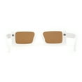 thumbnail image 4 of Minimal Squared Rectangle Plastic Mod Plastic Sunglasses White - Brown, 4 of 4