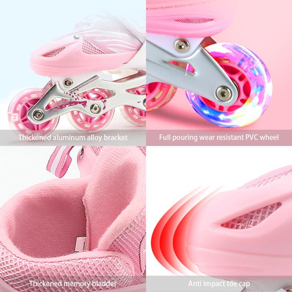 2 in 1 Roller Skates 4 Size 2 in Adjustable Roller Skates for Kids and Adults Outdoor Flashing Wheel Skates