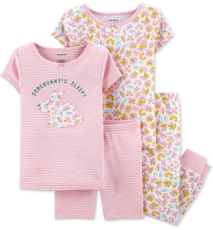 4T Carters Girls Pajamas PJs 4pc Cotton Snug Dinosaur Set Sleepy Saurus 4T Carters Girls Pajamas PJs 4pc Cotton Snug Dinosaur Set Sleepy Saurus