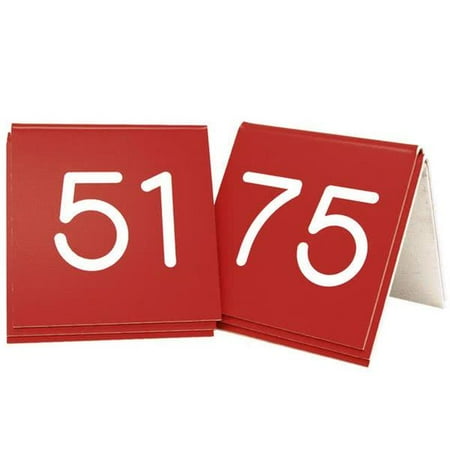 Cal Mil Number Tents - Cal Mil 269C-1 3 x 3 in. Red with White 51-75 Number Tent Set