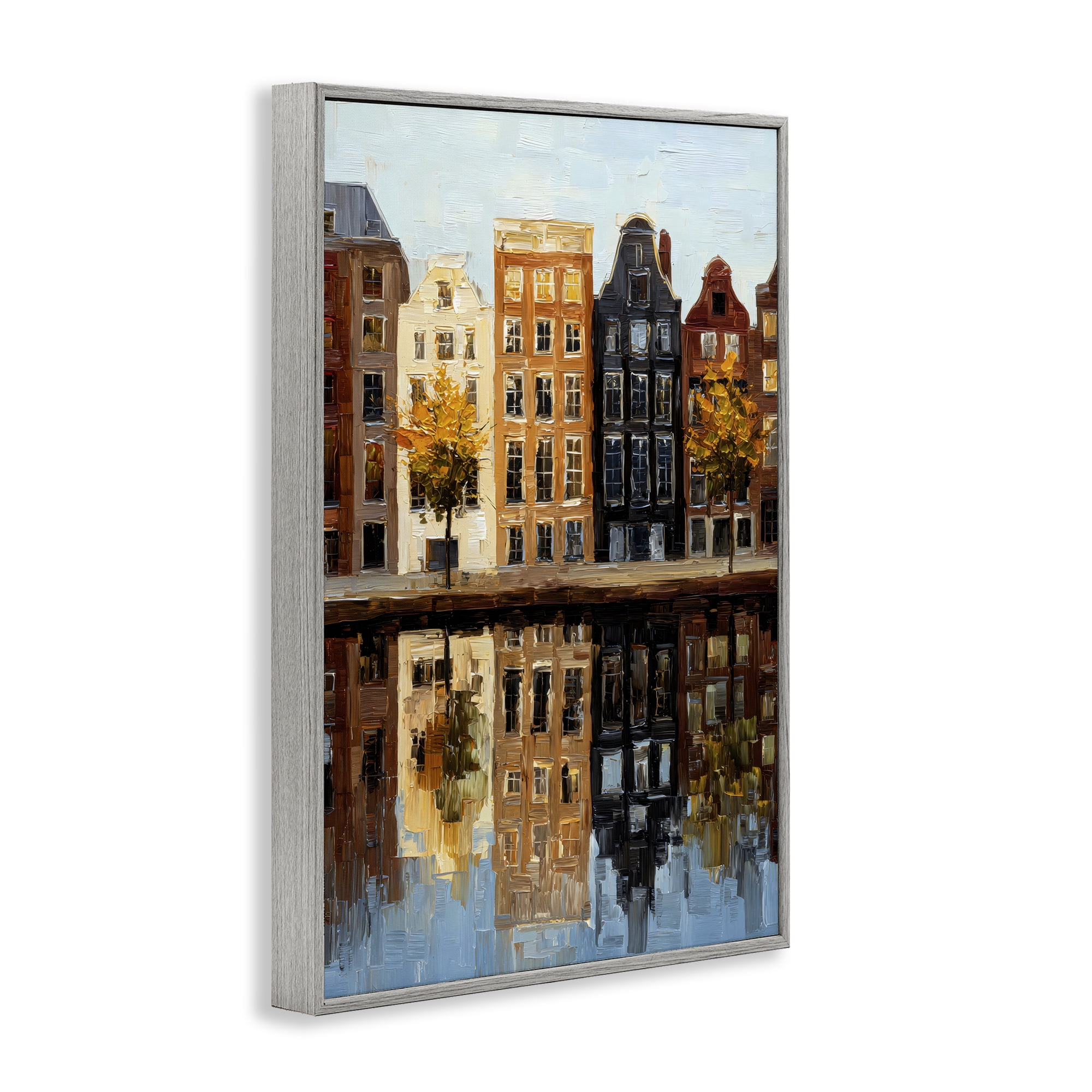 Stupell Industries City Reflection over Canal Gray Framed Giclee Art, design by Petal Prints Design