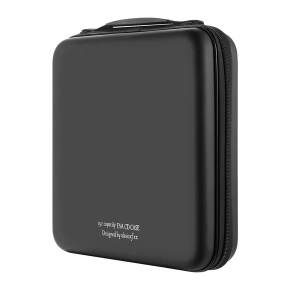 CD Case, 192 Capacity EVA DVD Case Black Portable Zipper Holder Disc Storage Organizer Wallet