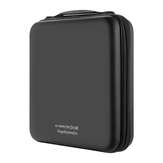 CD Case, 192 Capacity EVA DVD Case Black Portable Zipper Holder Disc Storage Organizer Wallet