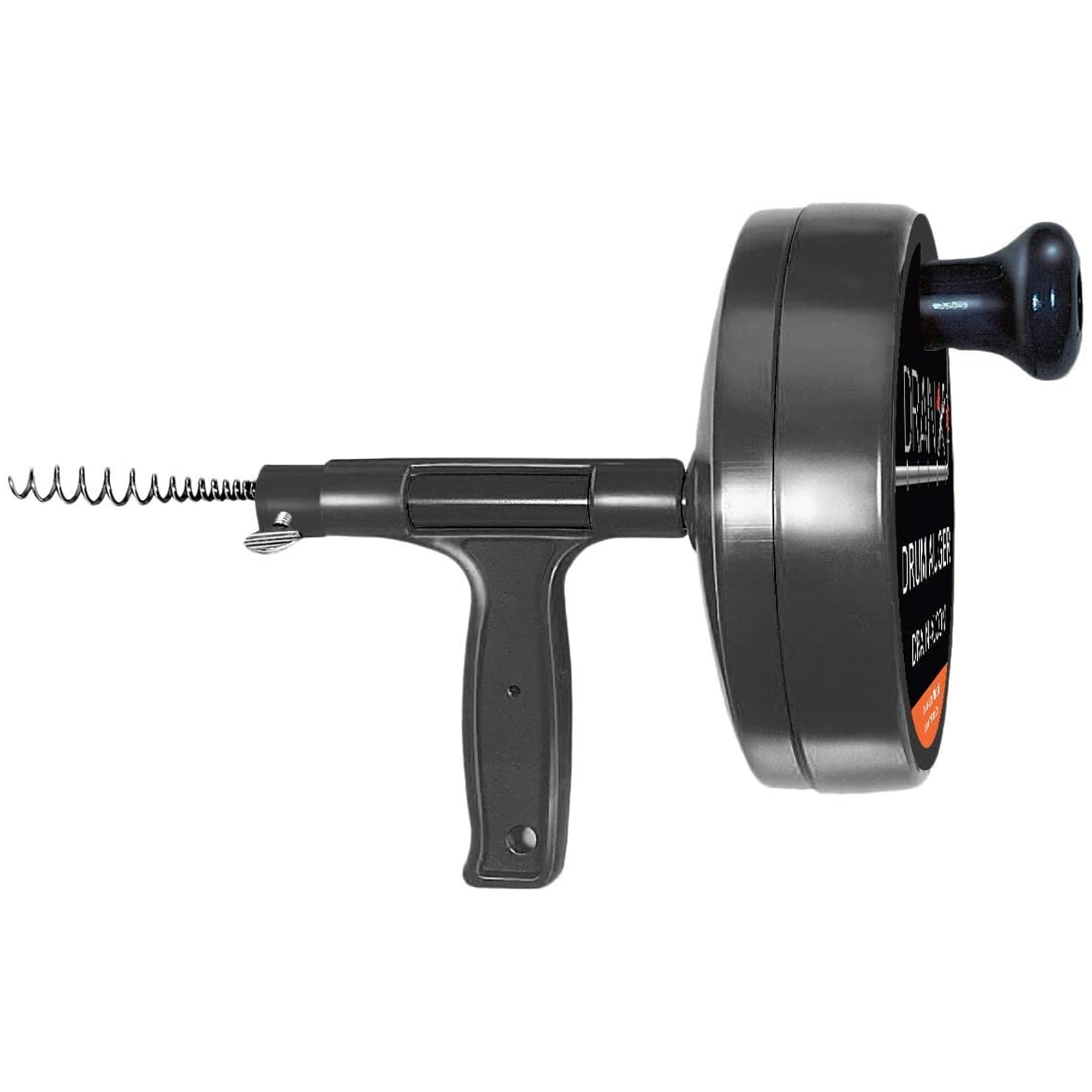 DrainX Pro, 25ft, Black Manual Steel Drain Snake, Heavy Duty Drum, Includes Work Gloves, Storage Bag