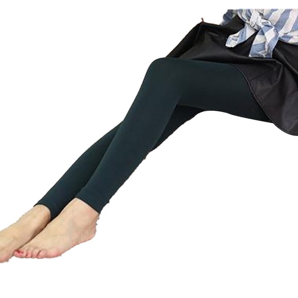 Qarigey Mallas térmicas para mujer, terciopelo elástico, grueso, suave, cómodo, ropa interior de invierno, calcetines, pantalones pitillo Prendas para la parte inferior del cuerpo Verde oscuro