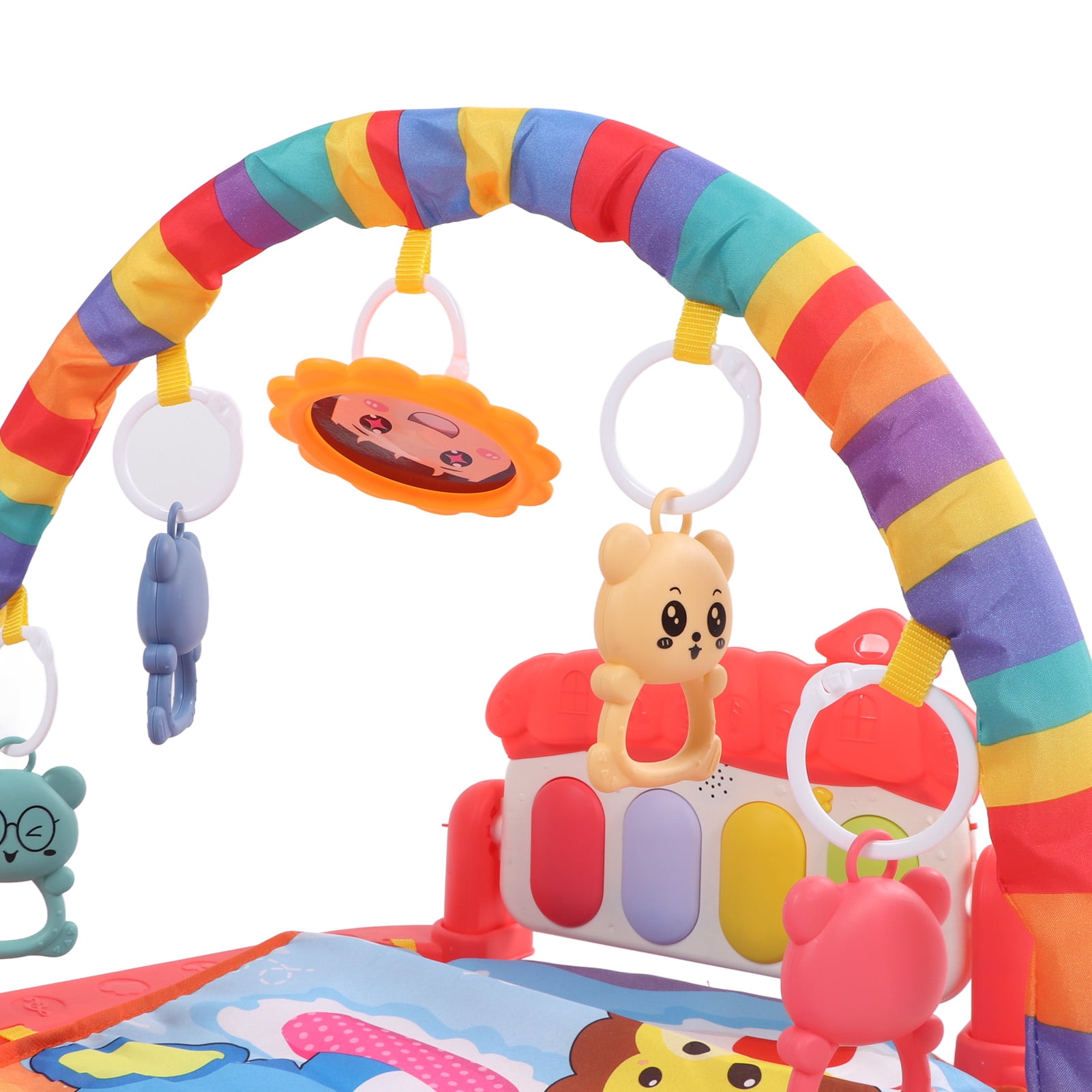 Riousery Baby Gym Playmat Piano Improve Motor Skill Sensory Stimulation Learning Light Musical Kick Play Piano Mat Red (13.78 inches / 35 cm)