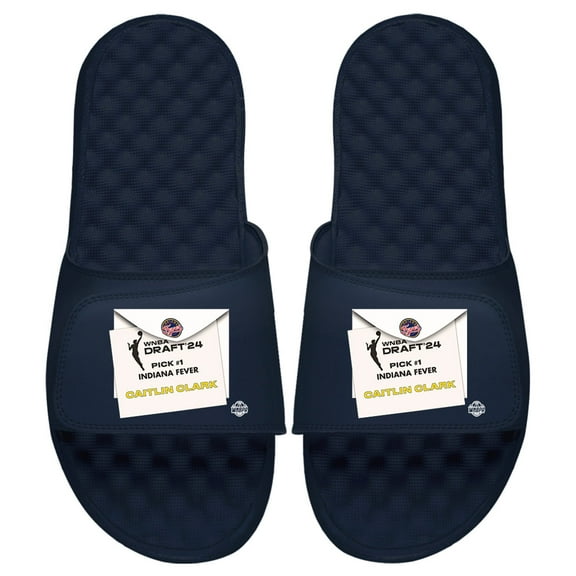 Youth ISlide Caitlin Clark Navy Indiana Fever 2024 WNBA Draft Draft Letter Slide Sandals