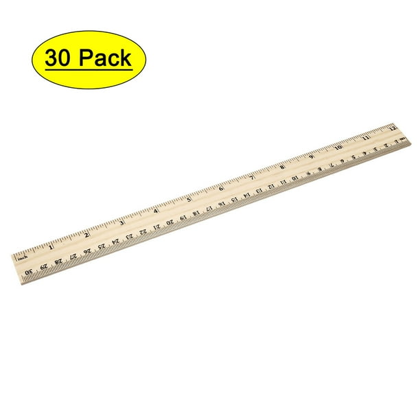 Regla de Madera de 30cm 12 Pulgadas 2 Escalas Paquete de 30 Reglas de Medir de Madera