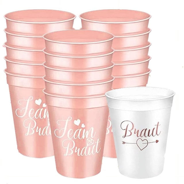 16 Paquets Gobelets de Mariée pour Enterrement de Vie de Jeune Fille et Gobelets d'Équipe de Mariée Gobelets de Fête de Poule Gobelets Ambiance Mariée et Mariée