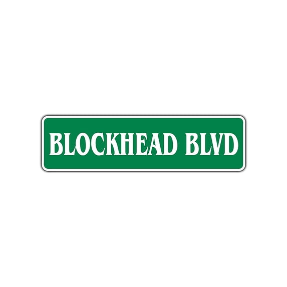 Blockhead Boulevard Aluminum Metal Novelty Street Sign 4x13.5