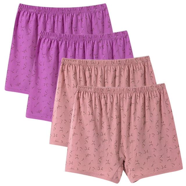 4 Pcs Boxeurs pour Femmes Shorts Amples Doux Couvrance Totale Boxeurs pour Aînés Dames