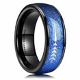 thumbnail image 1 of Anillo de carburo de tungsteno con borde biselado y ranura azul de 8MM para hombre, anillo de fibra de carbono azul con dragón celta negro, anillo de boda para hombre Tan Jianjun unisex, 1 of 2