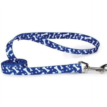 Pooch Patterns Dog Leads Classic Bone Leash Design - Choose Red or Blue & Length (4’L x 5/8"W,Blue)