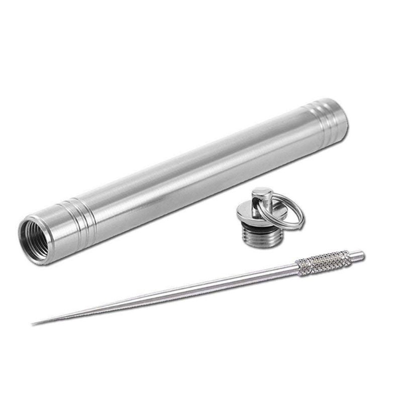 Portable Titanium Waterproof Metal Toothpick with Holder Reusable Tool 