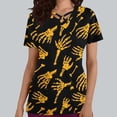 thumbnail image 2 of Tops Cortos para las Mujeres, Halloween Impreso en Cuello en V con Bolsillo, Moda Casual Manga Corta, 2 of 5