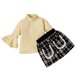 thumbnail image 1 of Vestido Para Niñas, Ropa Para Niñas Pequeñas, Otoño Invierno, Manga Larga, Color Sólido, Cuello Alto, Manga Acampanada, Falda Corta A Cuadros, Conjunto Para Niños, Beige Odeerbi LM103-8288, 1 of 9