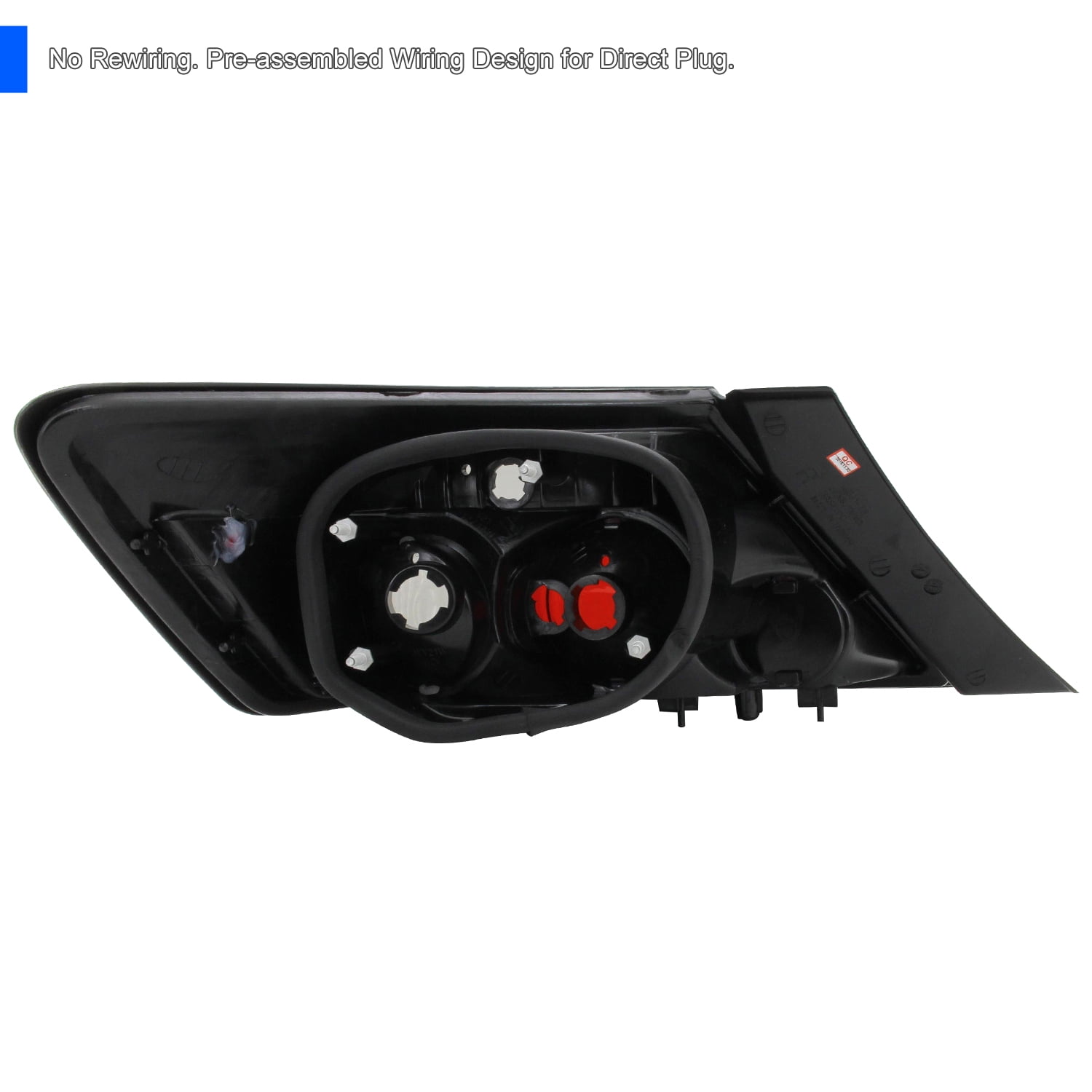 Spec-D Tuning Black Tail Lights Compatible with 2006-2011 Honda Civic Coupe 2 Door, Left + Right Pair Assembly