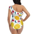 thumbnail image 6 of Yiaed Strawberry Lemon Print Women One Piece Swimsuits Tummy Control One Shoulder Bathing Suits Pattern Ruffle Swimwear-Large, 6 of 8