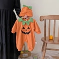 thumbnail image 2 of Weebloom Halloween Baby Rompers Girl Jumpsuit Long Sleeve Pumpkin Outfit With Hat Infants Toddlers Funny Outfits 0-3 Months, 2 of 9
