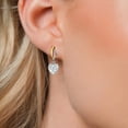 thumbnail image 3 of Gem Stone King 925 Silver and 10K Yellow Gold White Zirconia Earrings for Women | 1.48 Cttw | Gemstone Birthstone | Heart Shape 6MM, 3 of 6