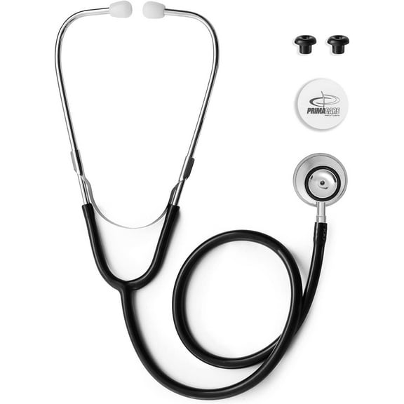 Primacare DS-9291-BK-3 Classic Series Pediatric Dual Head Stethoscope, 22" Length, Black, Pack of 3 Stethoscopes