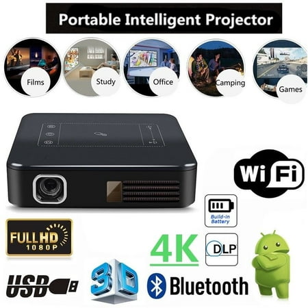 Kingslim 4K HD 1080P Home Theater/Cinema Projector 5000 Lumens 2G 16G DLP Digital Multimedia WirelessProjector Android 7.1 Wifi Movie Gaming (Best 5000 Lumen Projector)