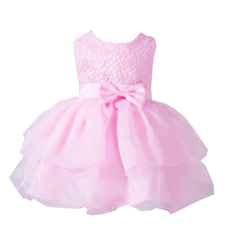 

QWERTYU Newborn Infant Baby Tulle Tutu Sundress for Girls Bow Dress Sleeveless Summer Dresses 0-24M