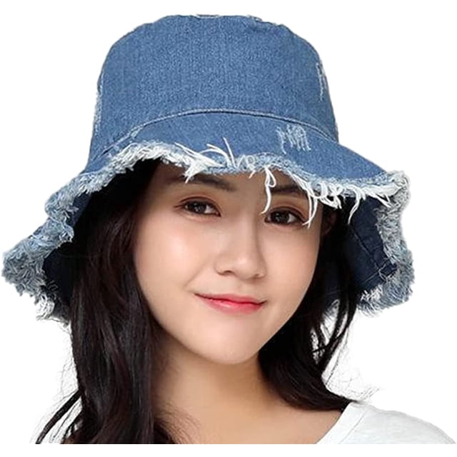 LinYooLi Chapeau Seau Chapeau de Soleil Chapeaux Seau pour Hommes Chapeau de Plage pour Femmes Chapeau de Pêcheur en Denim Décontracté Chapeau Pliable Mode Urbaine Randonnée