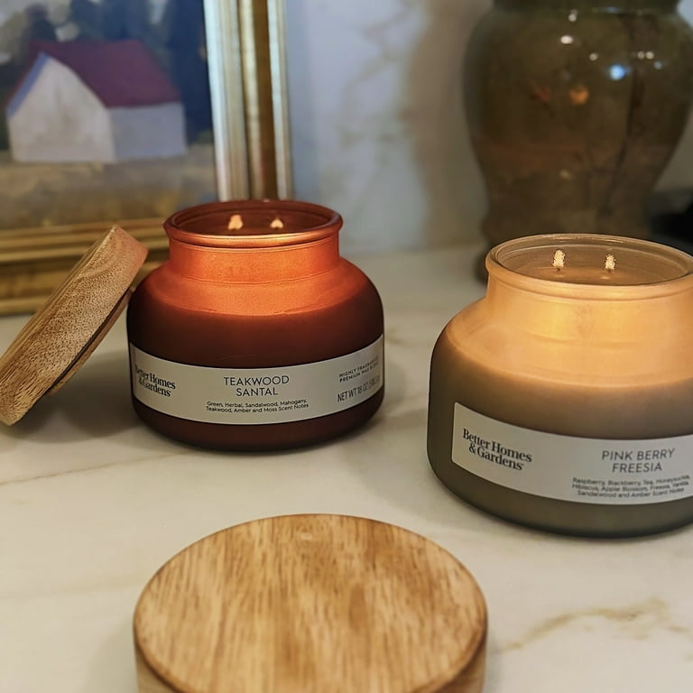アロマキャンドル 3個セット AMBRE FEU DE BOIS SANTAL Better Homes & Gardens Teakwood Santal Scented 2-Wick Frosted Jar