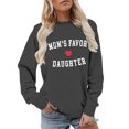 thumbnail image 2 of Chandail à Imprimé « Mom's Favor Daughter », Haut Décontracté de Mode pour Femmes à Col Rond et Manches Longues, Coupe Ample, Chandail à Enfiler avec Motif Attendrissant pour Tenues Assorties Mère-Fille Gris Foncé TTG, 2 of 5