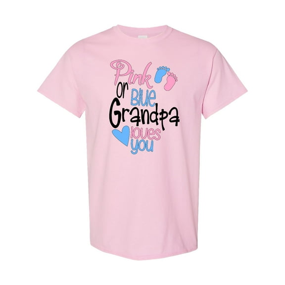 Inktastic Pink or Blue, Grandpa Loves You Footprints and Heart T-Shirt