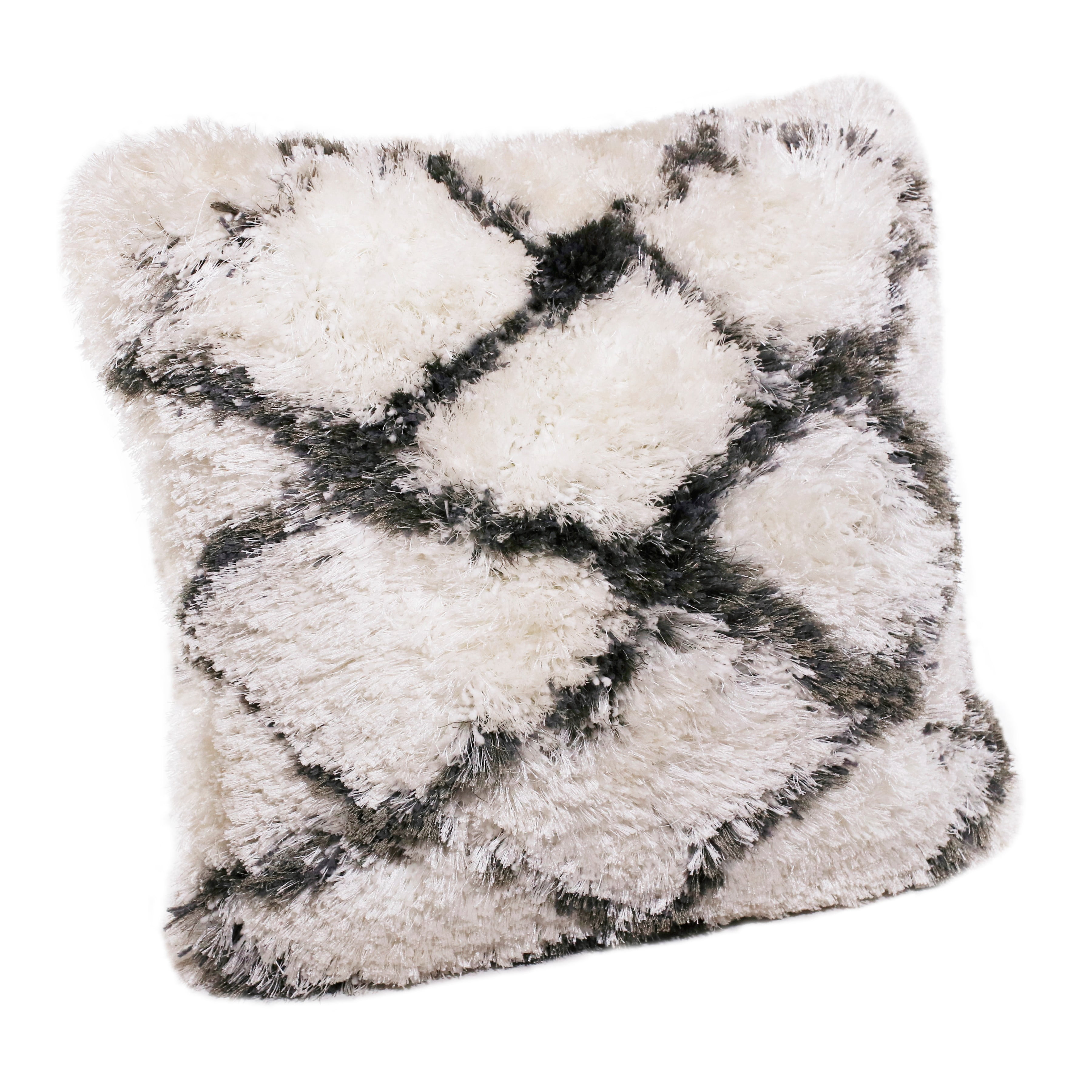 LR Home Soft Shag Diamond Criss Cross Throw Pillow