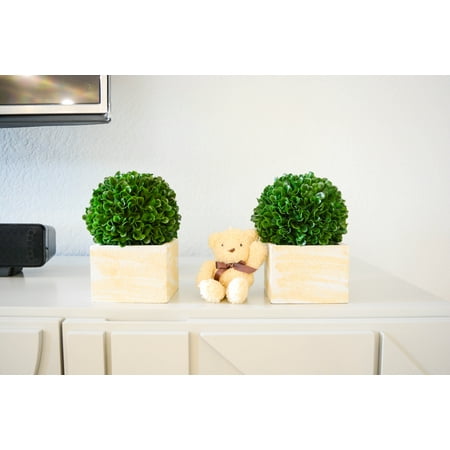Faux Tabletops - Admired By Nature Faux Preserved Artificial Boxwood Ball Topiary Artificial Plant Tabletop In Pot 7