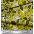 thumbnail image 2 of Soimoi Yellow Cotton Jersey Fabric Artistic Leaves Decor Fabric Printed Yard 58 Inch Wide, 2 of 5