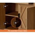 thumbnail image 4 of WAMPAT 94.5"W Large TV Stand,3-in-1 Farmhouse Entertainment Center with Storage Barn Door Cabinet,TV Console Table With Media Cabinet and Drawers for Living Room,Bedroom,Walnut, 4 of 8