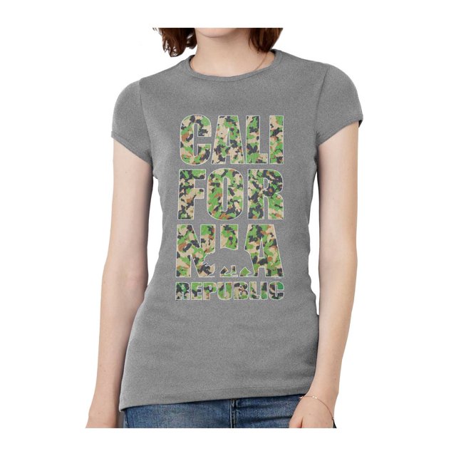 Womens California Republic Camo Short-Sleeve T-Shirt - Heather Grey - Large