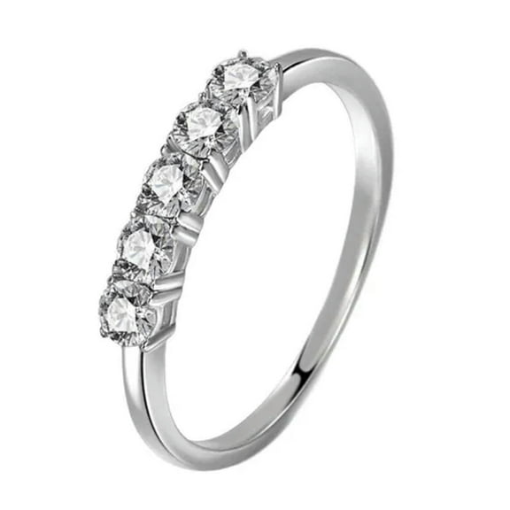 3mm Wedding Thin Band Women's 925 Silver 0.1CT Cz 5 Stones Party Ring Size 4-9