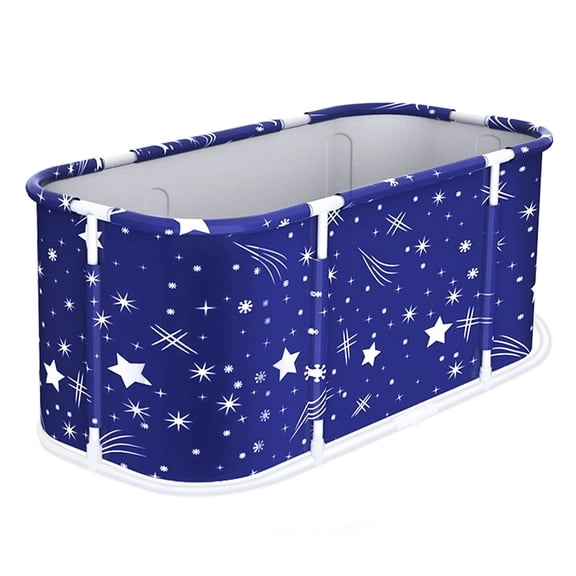 Extra Large Foldable Bathtub for Adults & Kids - Freestanding Collapsible Soaking Tub with Plastic Frame, Starry Blue SPA Tub for Shower/Bathroom, Portable Design