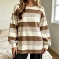 thumbnail image 4 of SBYOJLPB Women's Pajamas Tops Striped Printed Long Sleeve Crew Neck Loose Casual Pajamas, 4 of 5