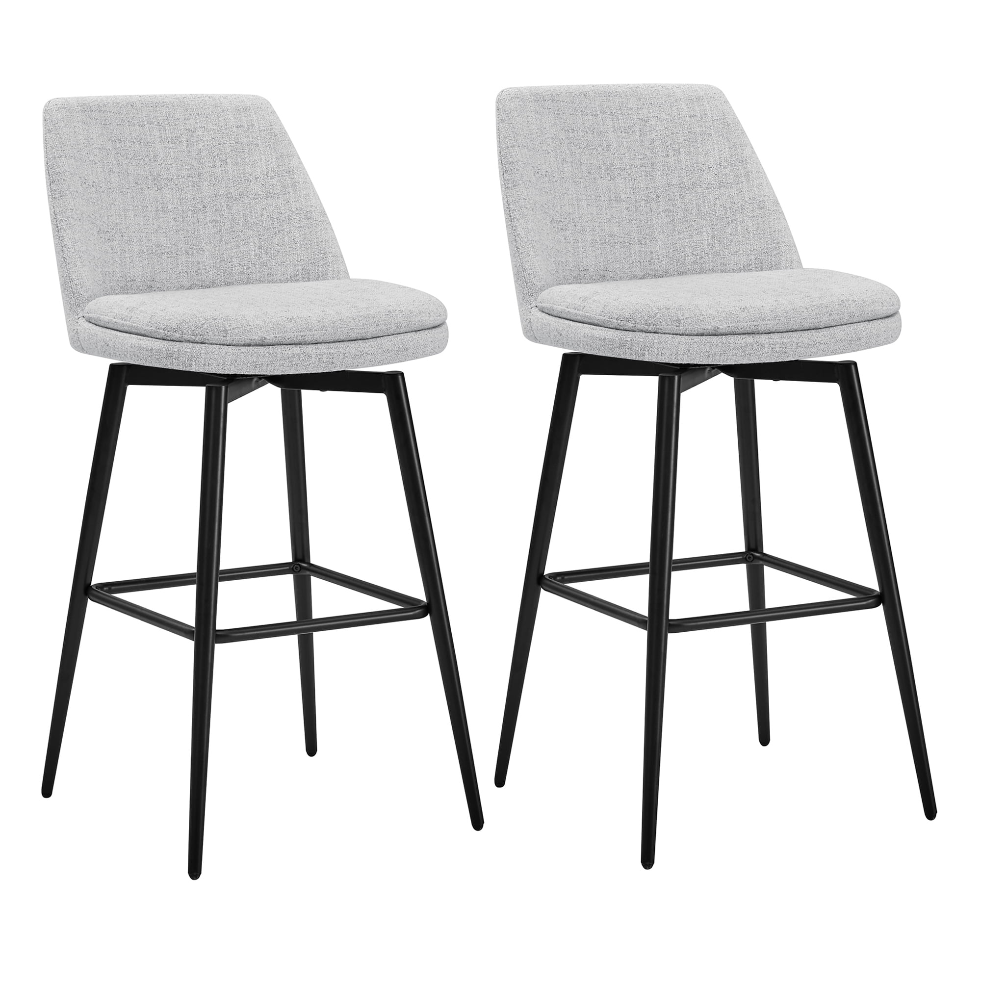 Spruce & Spring Bar Height Swivel Barstool with Curved Back and Metal Legs Set of 2, Cloud Fabric