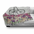 thumbnail image 3 of Geometric Soft Flannel Fleece Throw Blanket, Vintage Style Bike over Multicolor Diamond Shaped Backdrop Triangles Hipster, Cozy Plush for Indoor and Outdoor Use, 70" x 90", Multicolor, by Ambesonne, 3 of 6