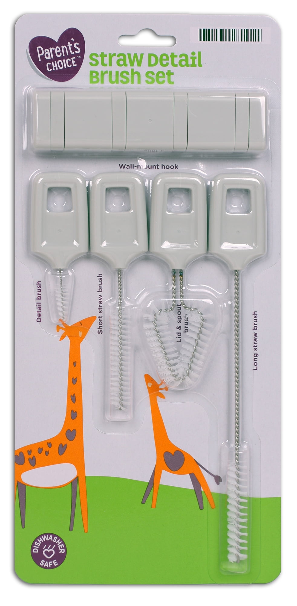 Parent's Choice Straw Detail Lid and Spout Cleaning Brush Set, 5 Count, Gray