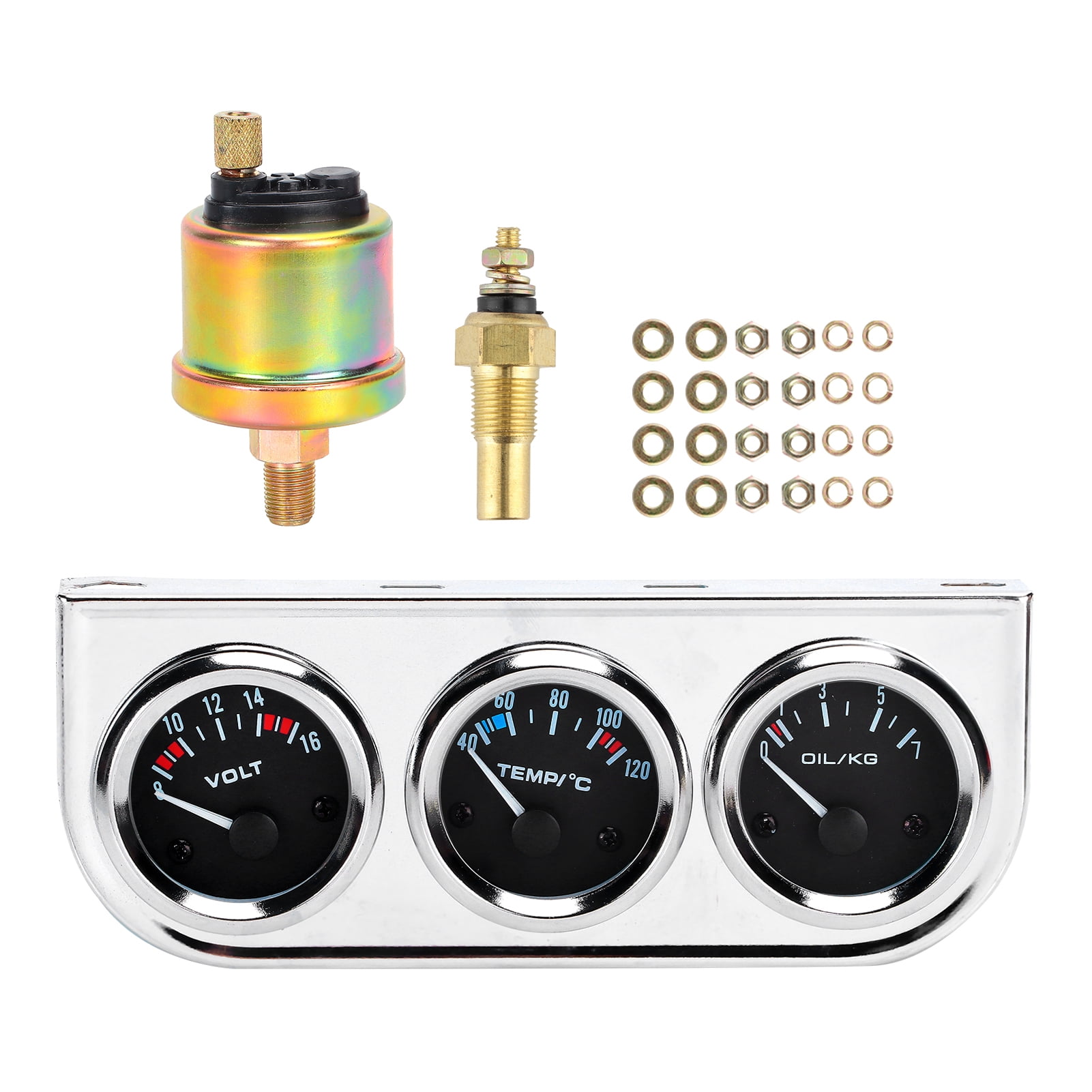 Triple Gauge Cluster, Oil Pressure 3 In 1 Car Gauge Clearly Displayed For Cars For Boats For