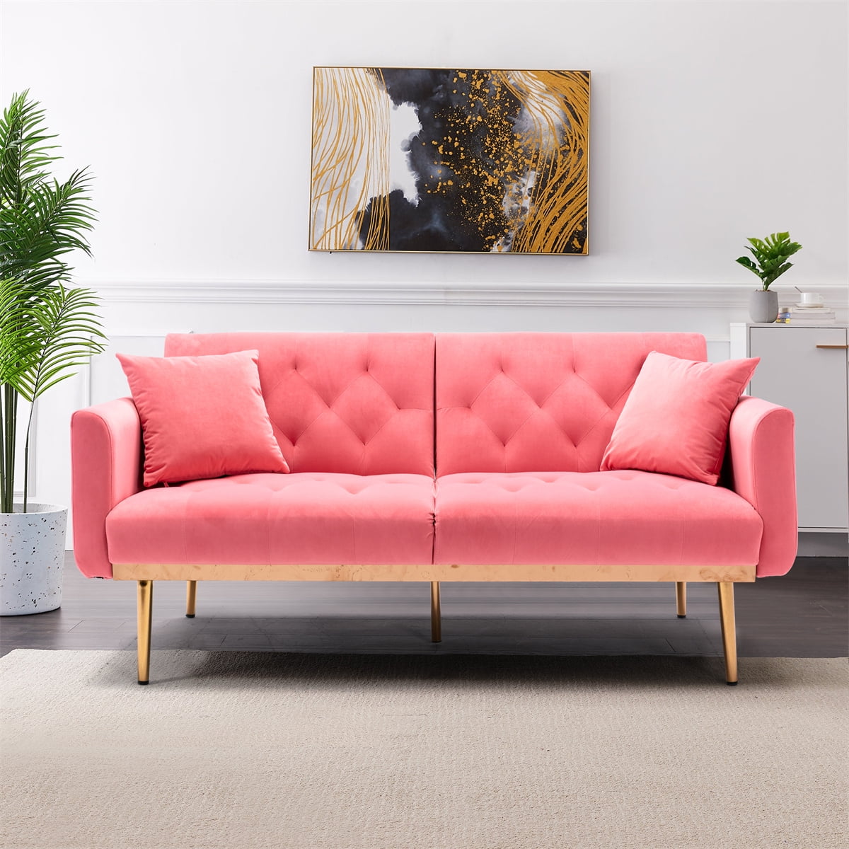 ARCTICSCORPION Accent Sofa,Modern Tufted Upholstered Velvet Sofa Bed ...