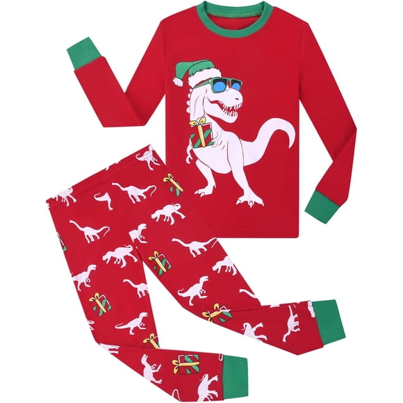Trsenvrml Christmas Pajamas Set Kids for Boys Dinosaur Xmas Pjs Girls 100% Cotton Pajama Toddler Sleepwear Baby Clothes