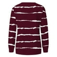 thumbnail image 5 of Yyeselk Womens Casual Tops Striped Printed Relaxed Fit Crew Neck Classic Sweatshirts Comfy Long Sleeves Basic Pullover T-Shirts Fall Clothes Wine XXL, 5 of 6